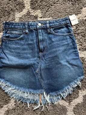 Free People High-Waist Frayed Hem Denim Mini Skirt - Blue 26 NWT